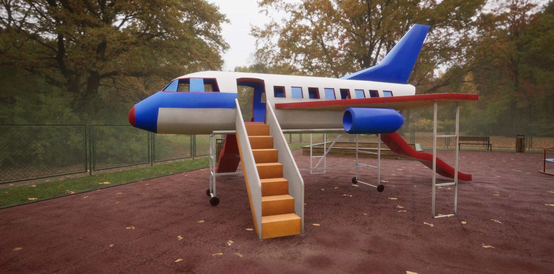 3D low poly PBR playground airplane slide  Low-poly 3D model_1