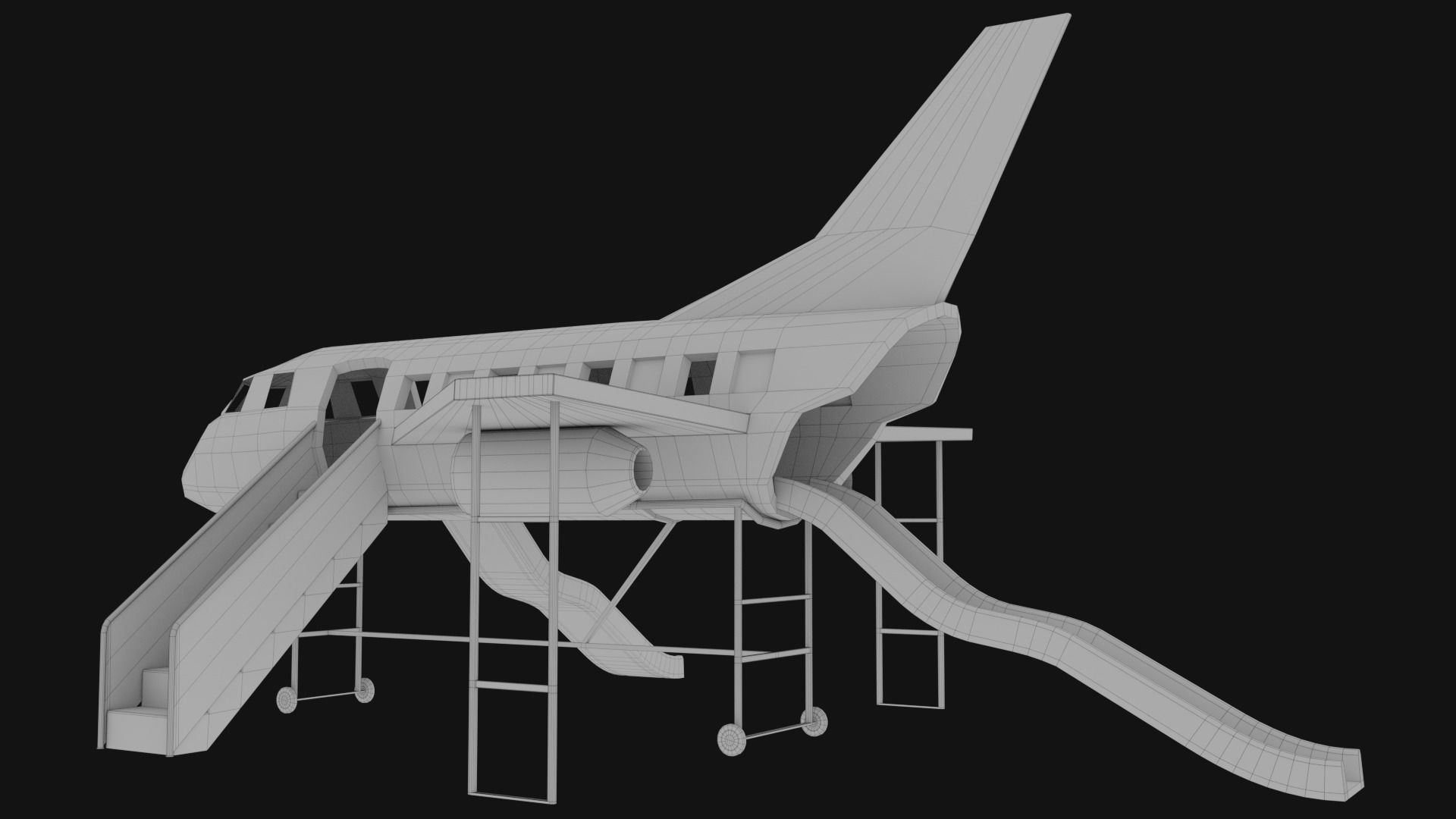 3D low poly PBR playground airplane slide  Low-poly 3D model_12
