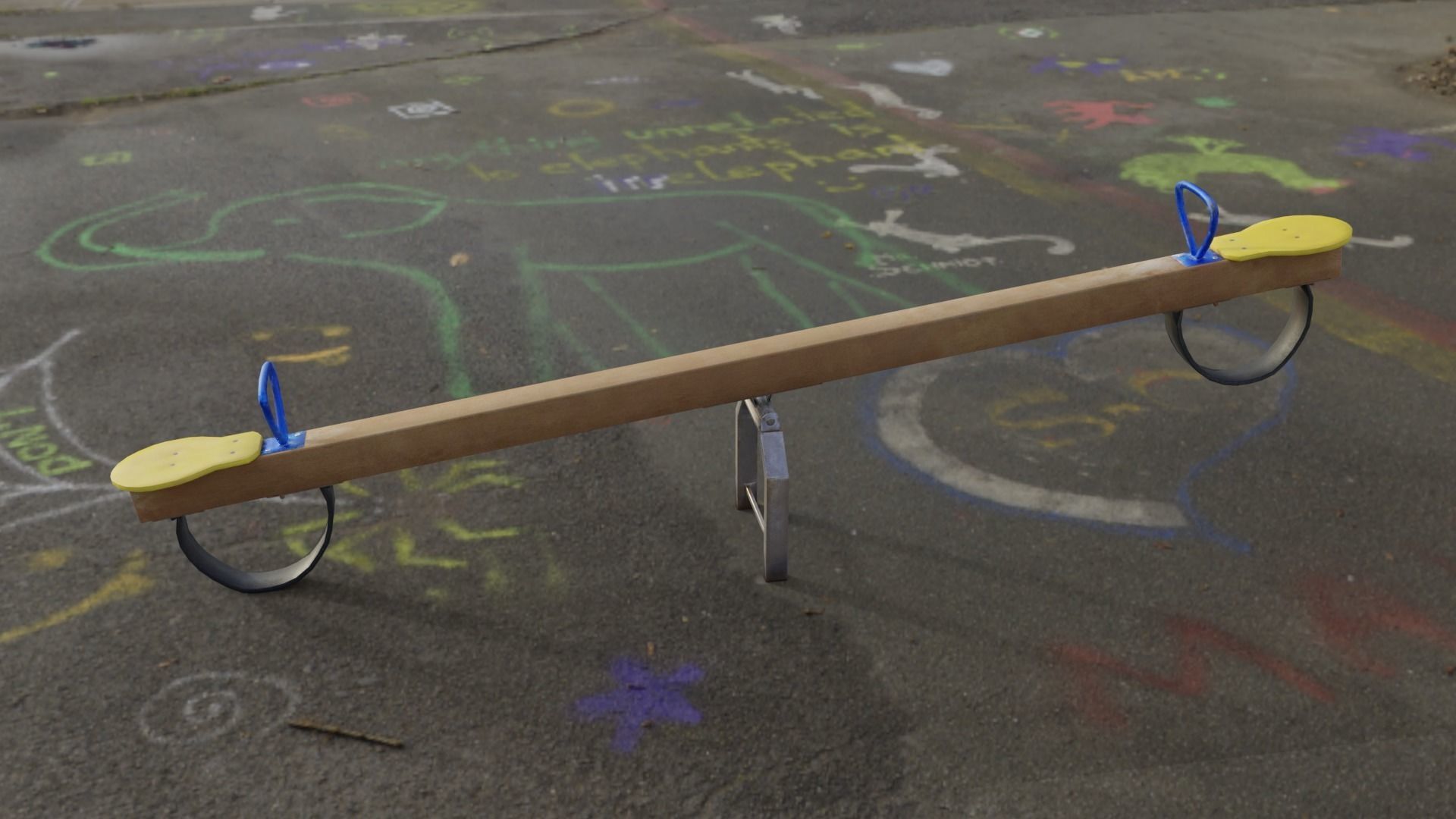 3D low poly PBR playground seesaw Low-poly 3D model_0