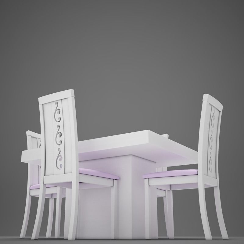 Dinning White 3D model_3