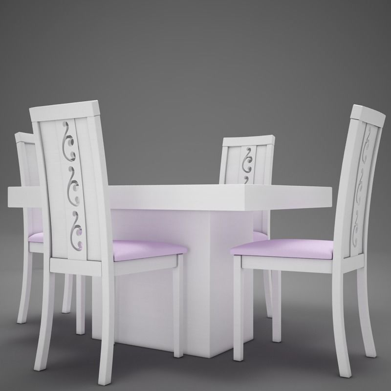 Dinning White 3D model_8