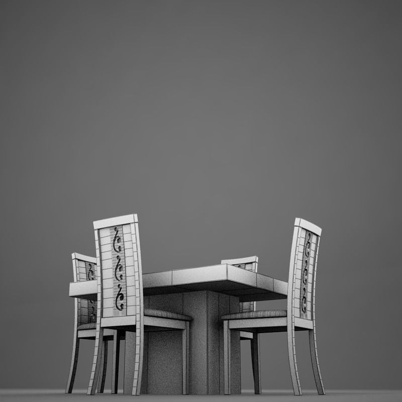 Dinning White 3D model_13