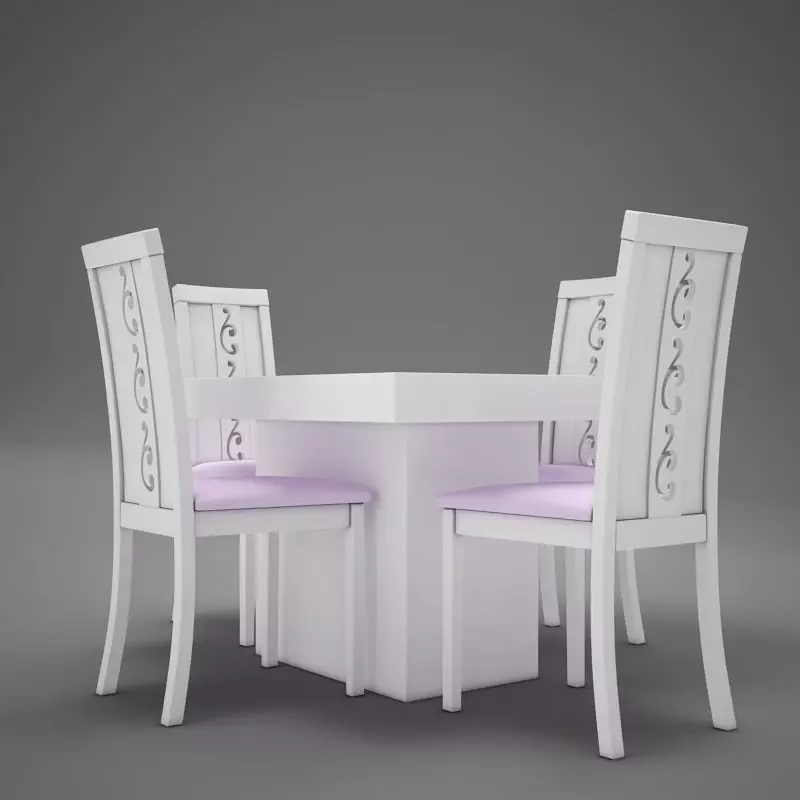 Dinning White 3D model_0