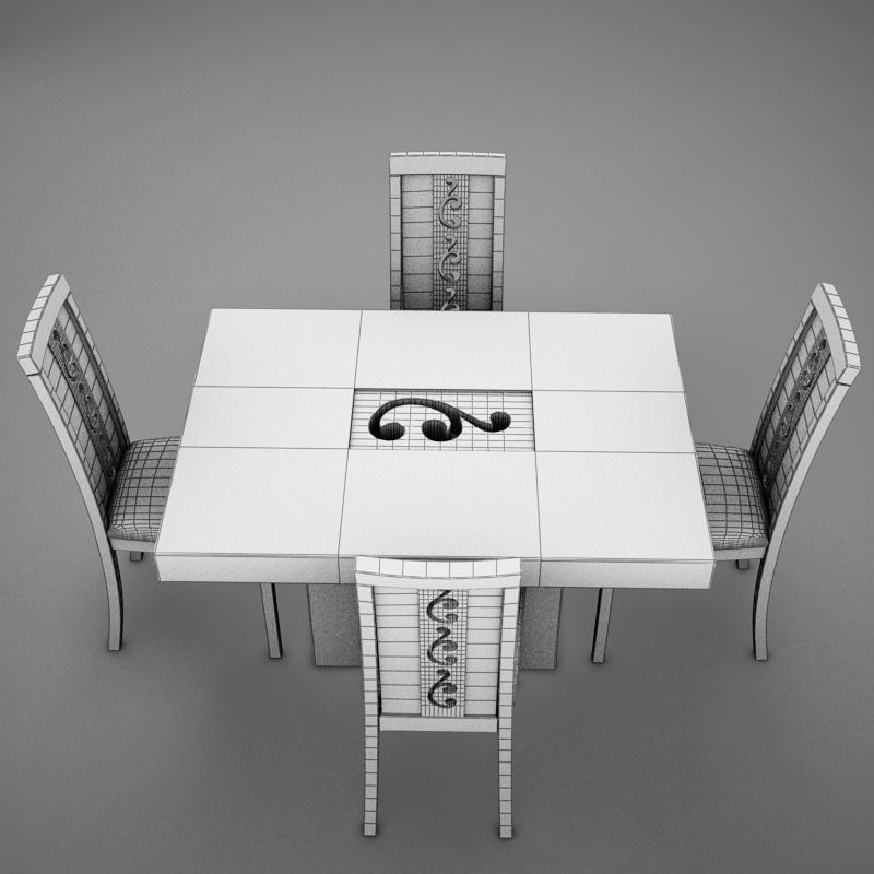 Dinning White 3D model_14