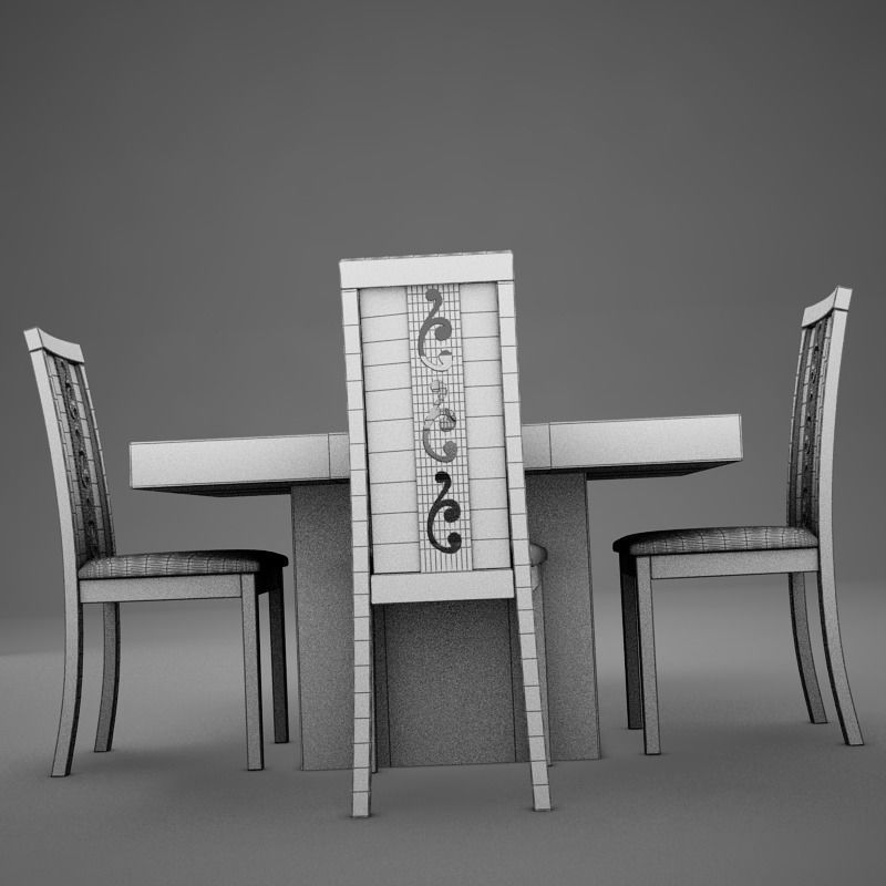 Dinning White 3D model_9