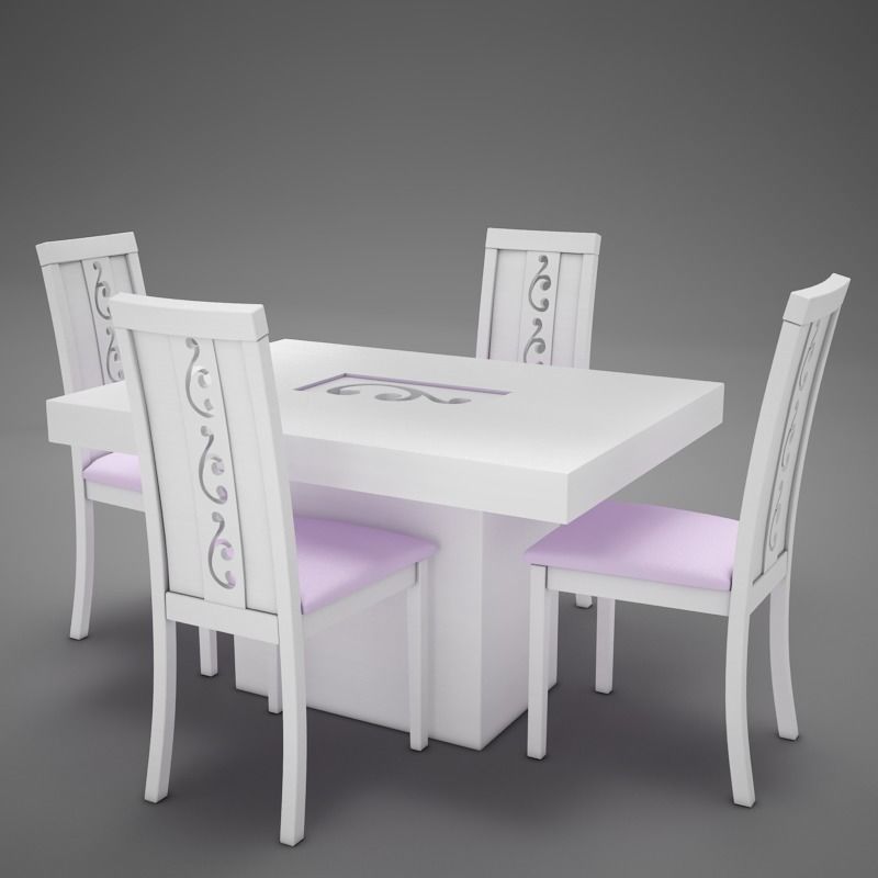 Dinning White 3D model_4