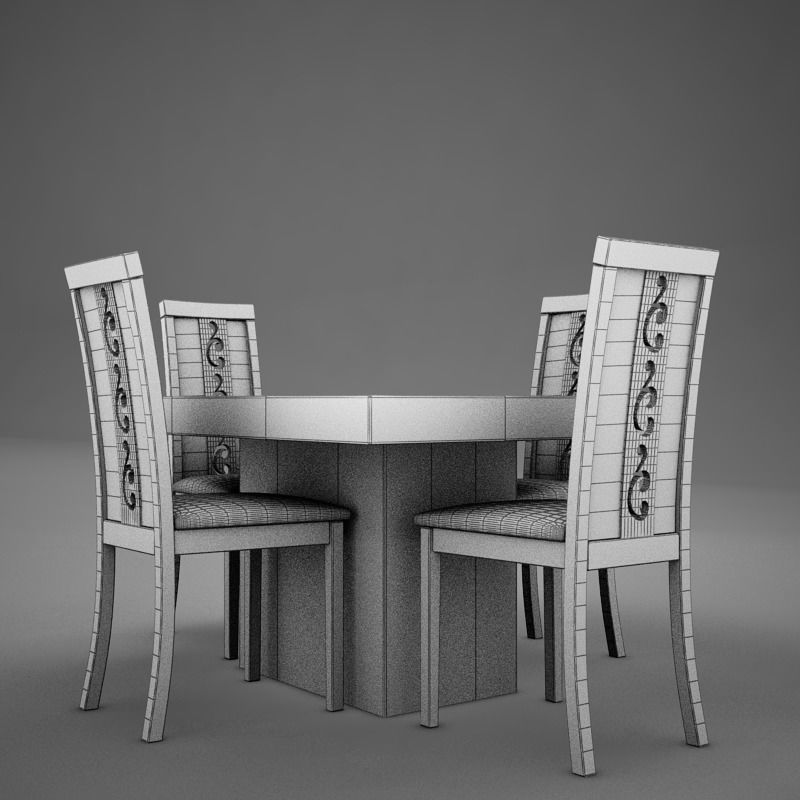 Dinning White 3D model_17