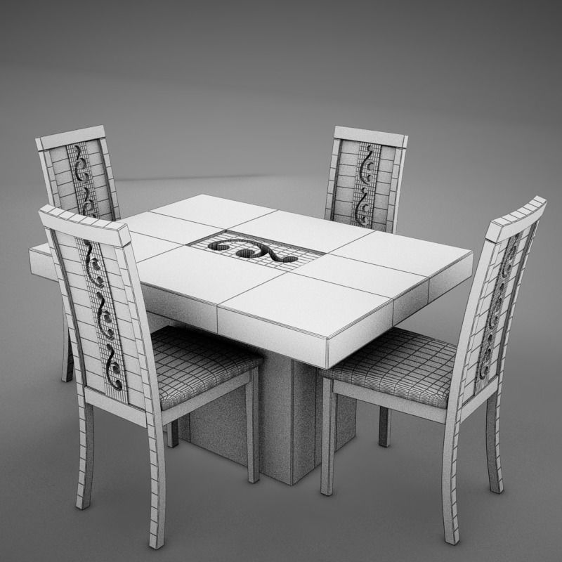 Dinning White 3D model_11