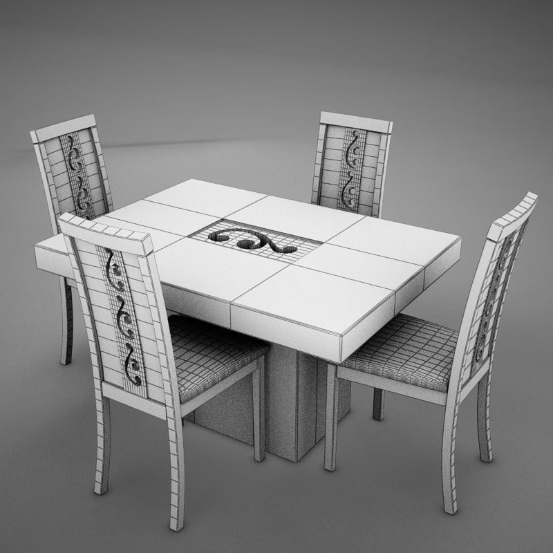 Dinning White 3D model_16