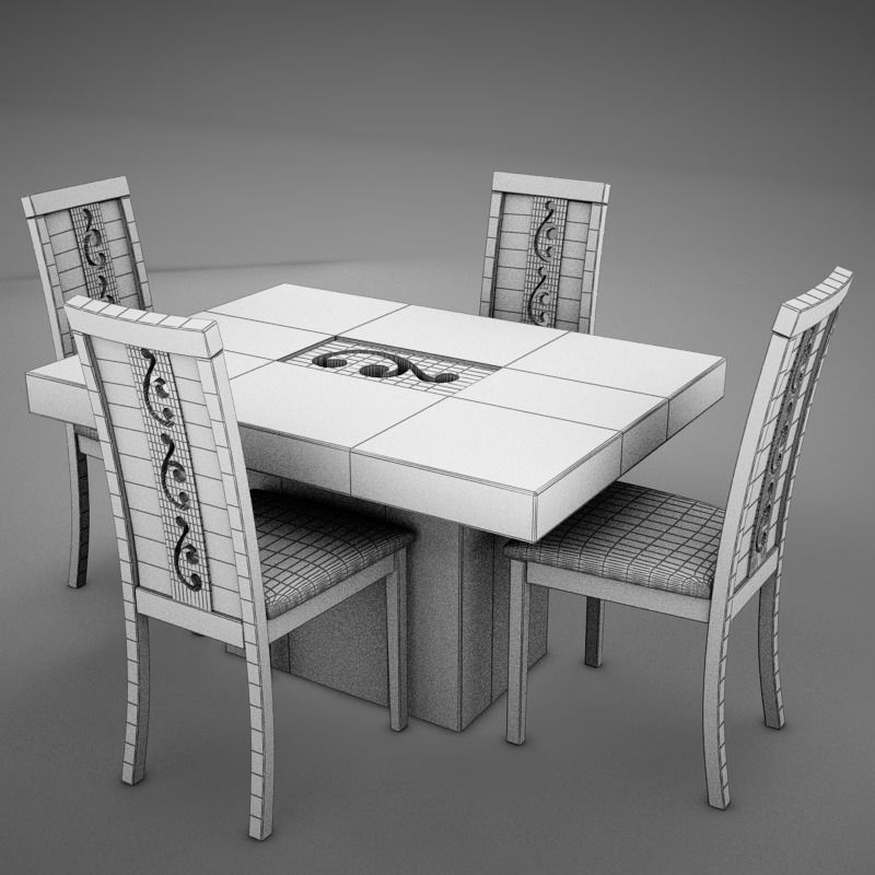 Dinning White 3D model_15