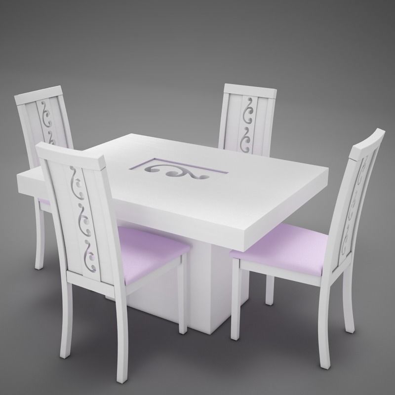 Dinning White 3D model_6