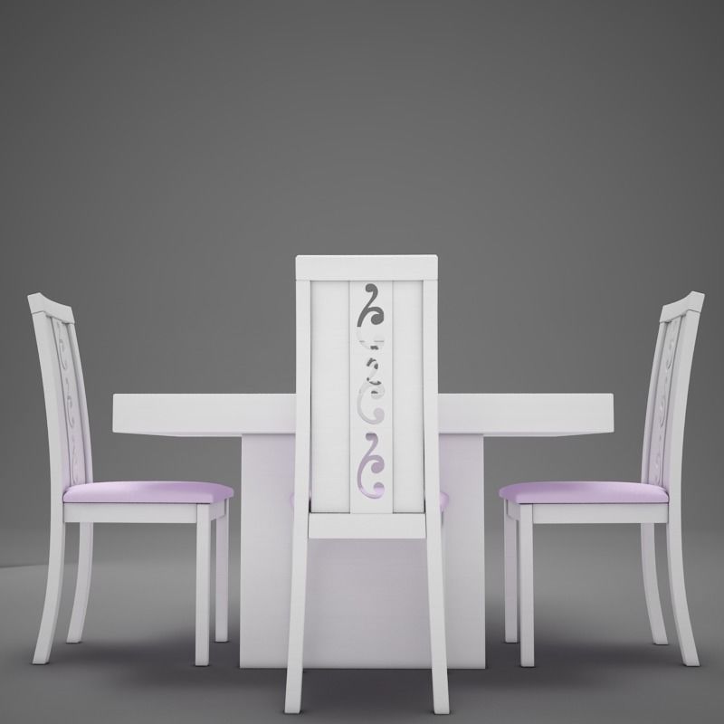 Dinning White 3D model_1