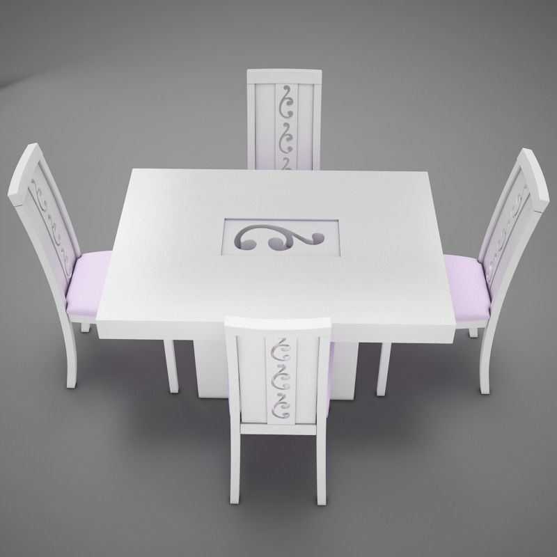 Dinning White 3D model_7
