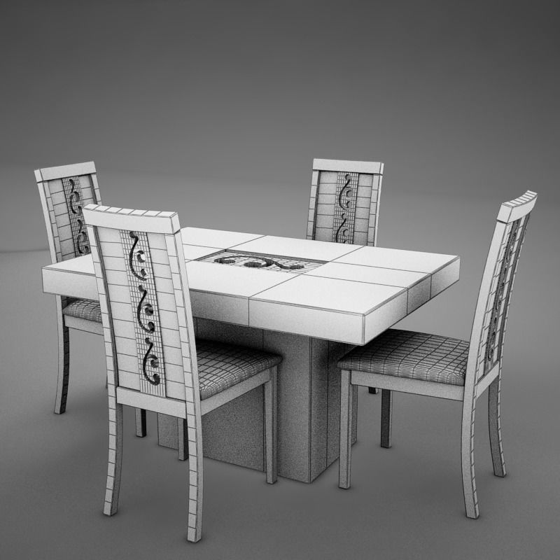 Dinning White 3D model_10