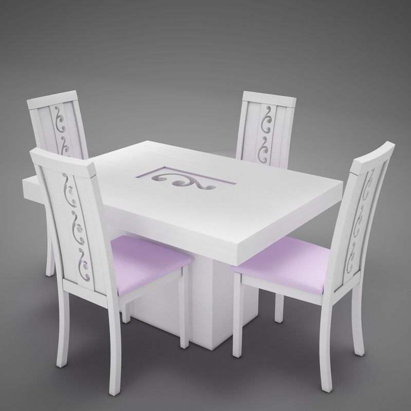Dinning White 3D model_2