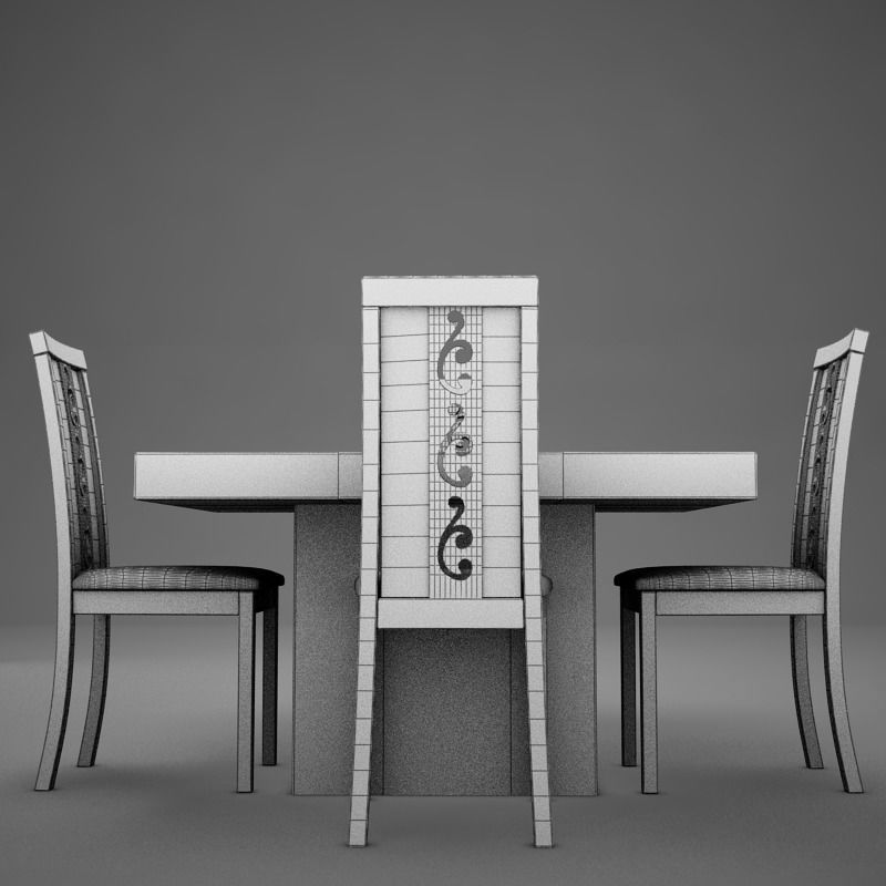 Dinning White 3D model_12