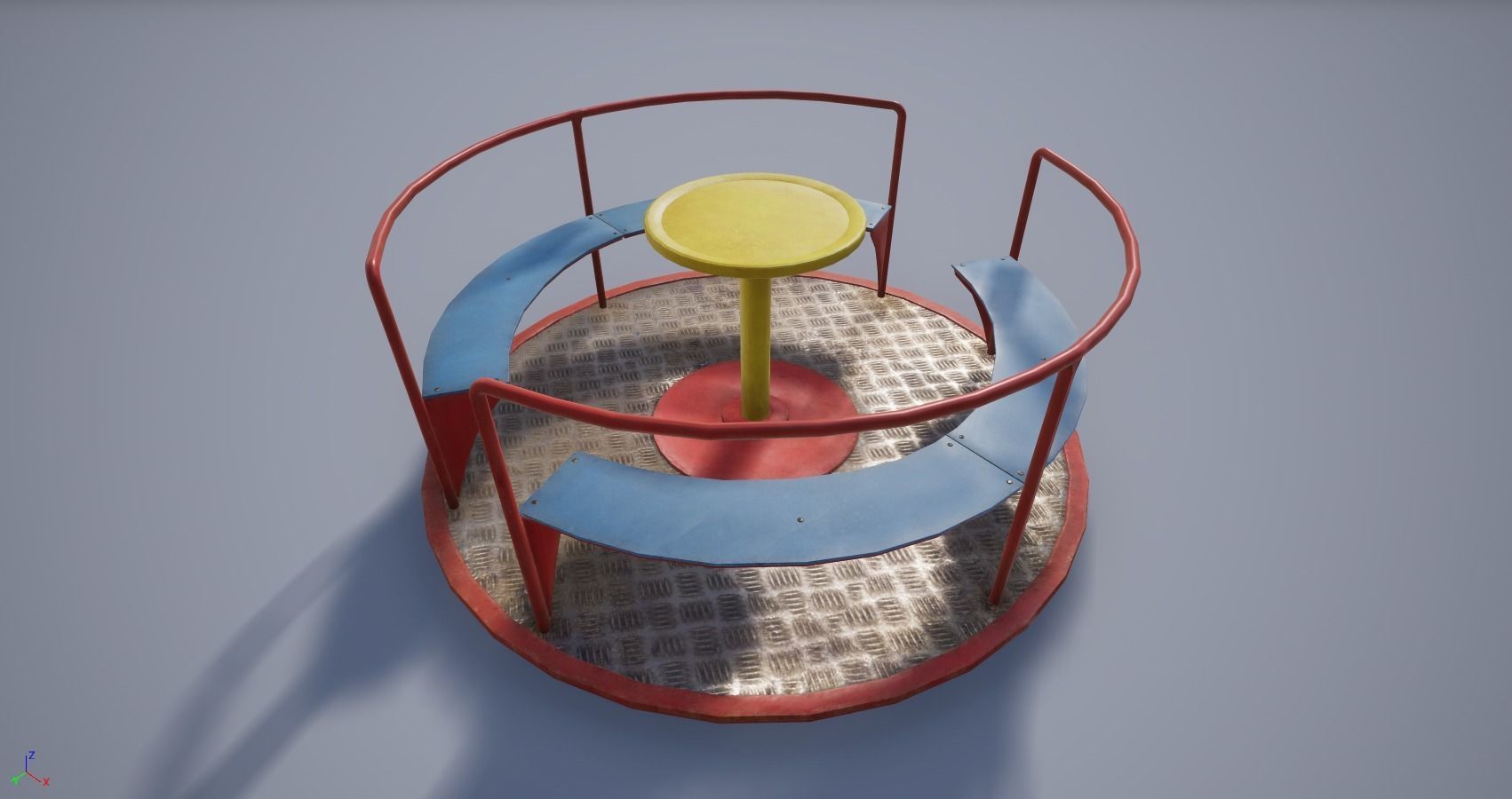 3D low poly PBR playground carousel Low-poly 3D model_5