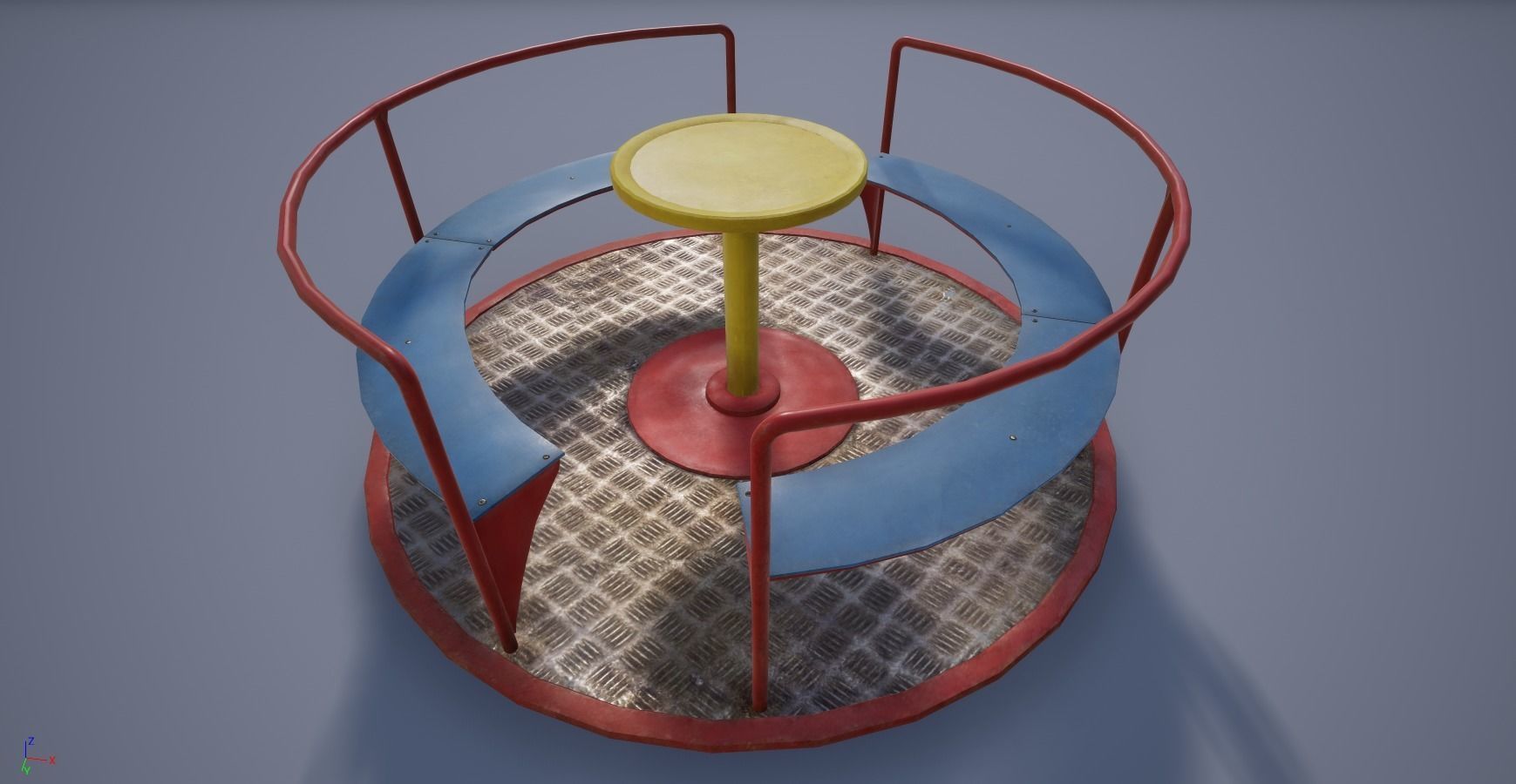 3D low poly PBR playground carousel Low-poly 3D model_1