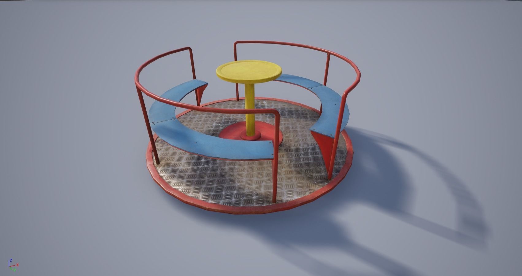 3D low poly PBR playground carousel Low-poly 3D model_6