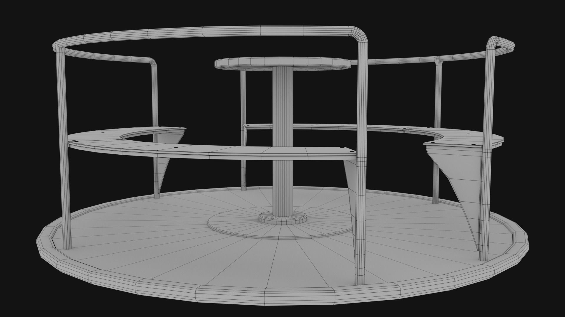 3D low poly PBR playground carousel Low-poly 3D model_10