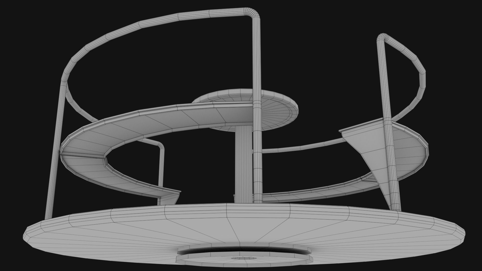 3D low poly PBR playground carousel Low-poly 3D model_12