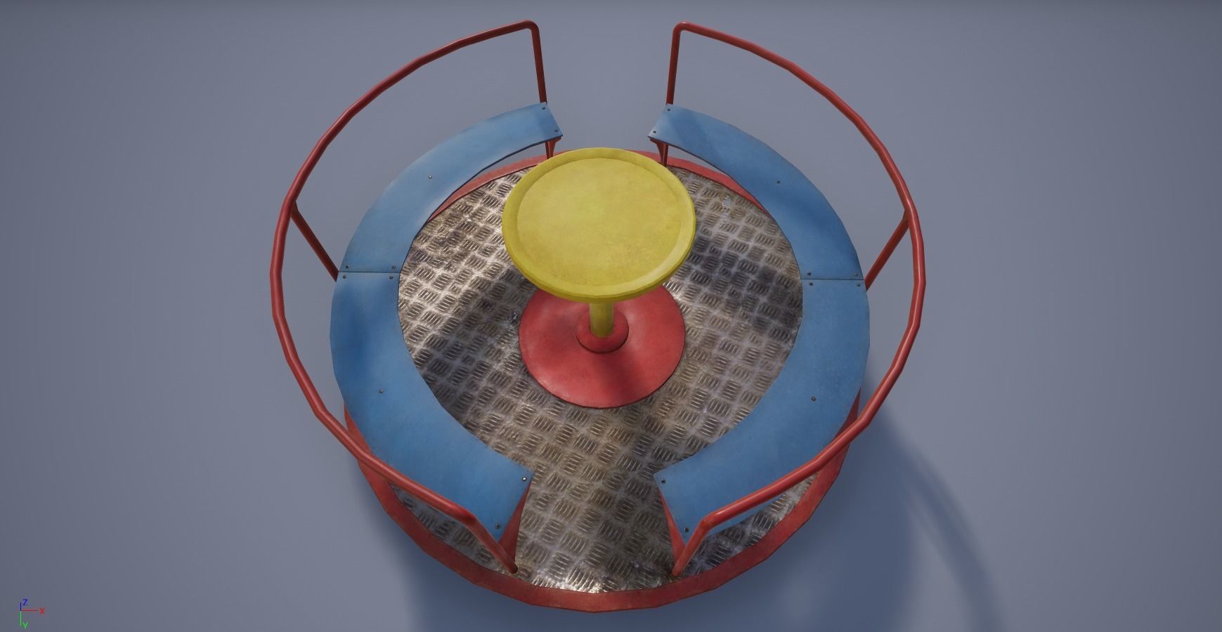 3D low poly PBR playground carousel Low-poly 3D model_2