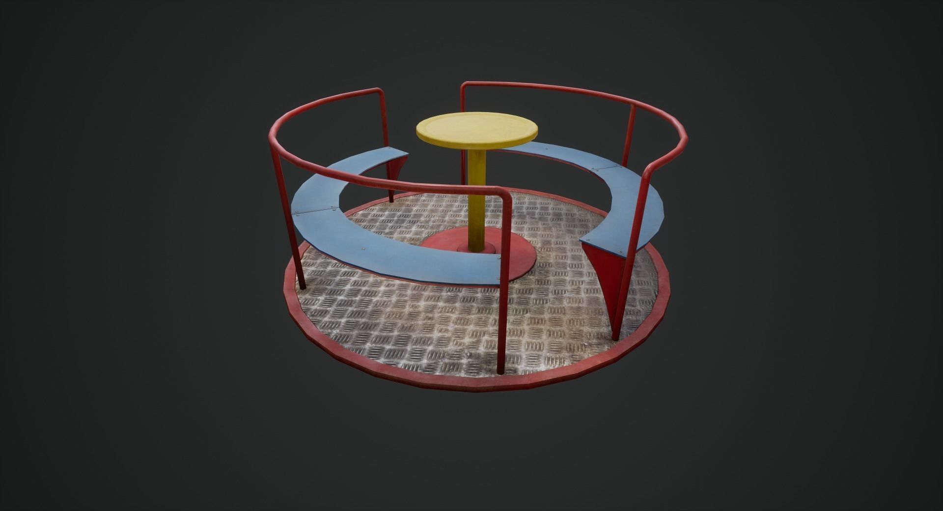 3D low poly PBR playground carousel Low-poly 3D model_8