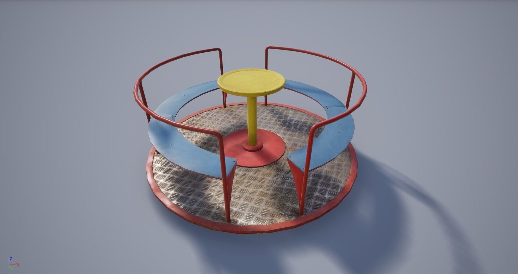 3D low poly PBR playground carousel Low-poly 3D model_3