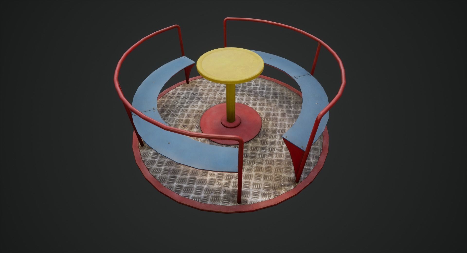 3D low poly PBR playground carousel Low-poly 3D model_7