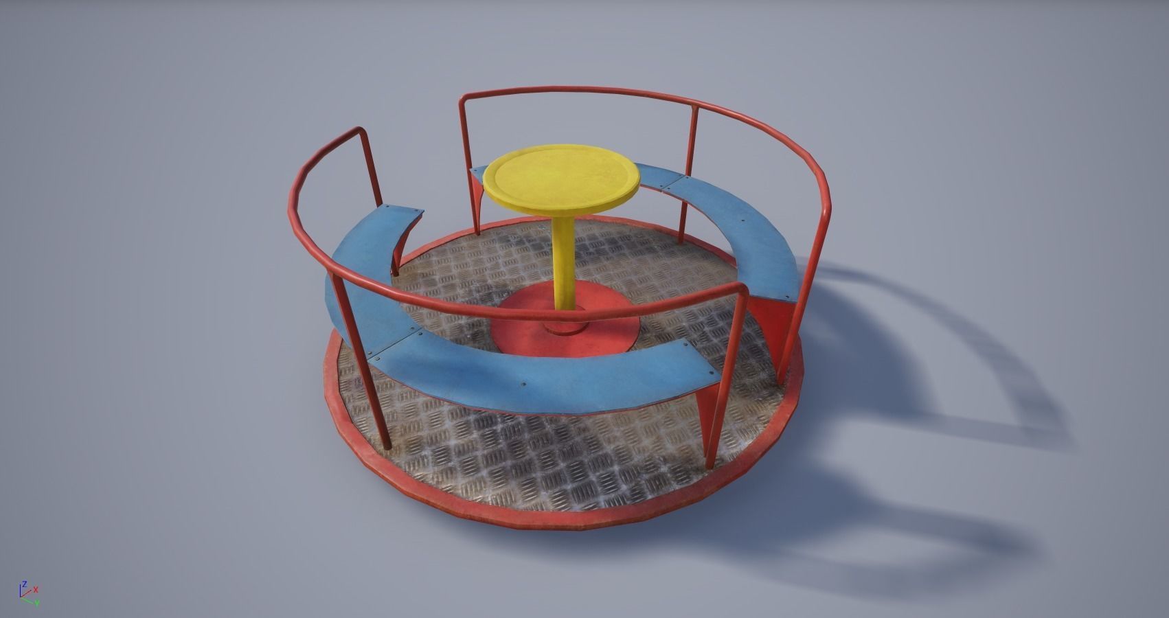 3D low poly PBR playground carousel Low-poly 3D model_4