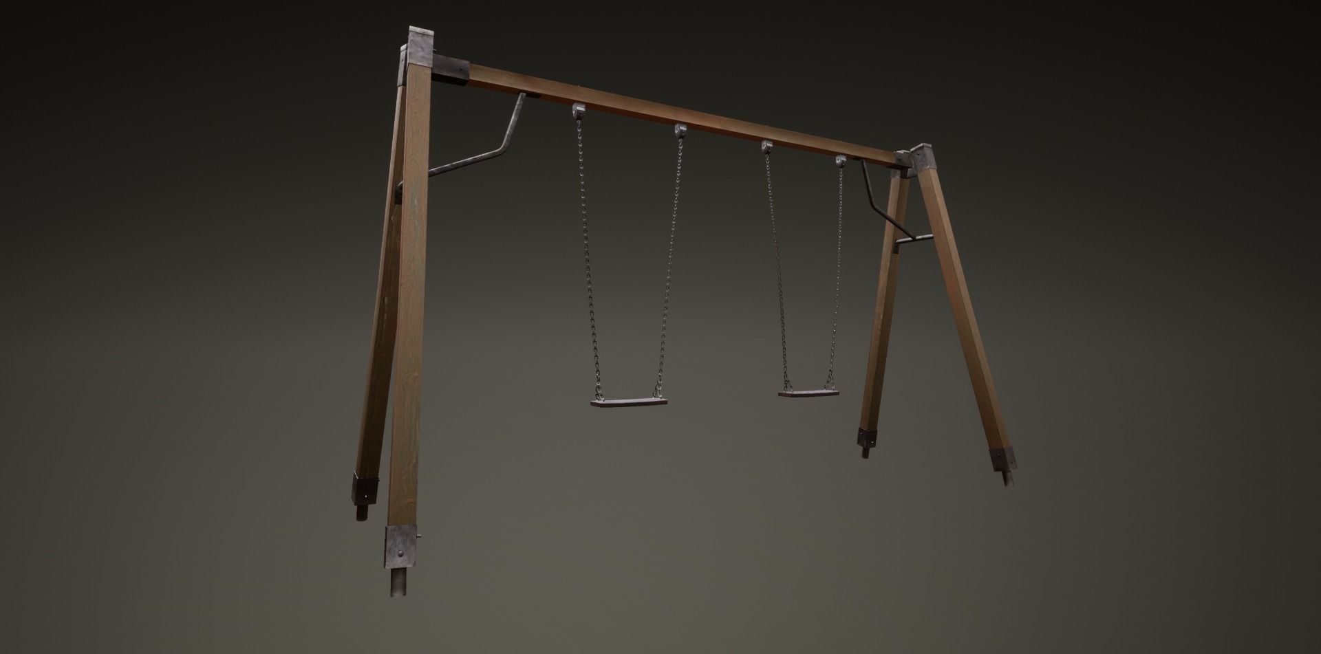 3D low poly PBR playground chain swing Low-poly 3D model_1