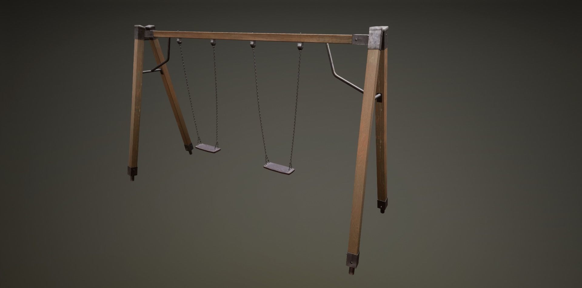 3D low poly PBR playground chain swing Low-poly 3D model_5