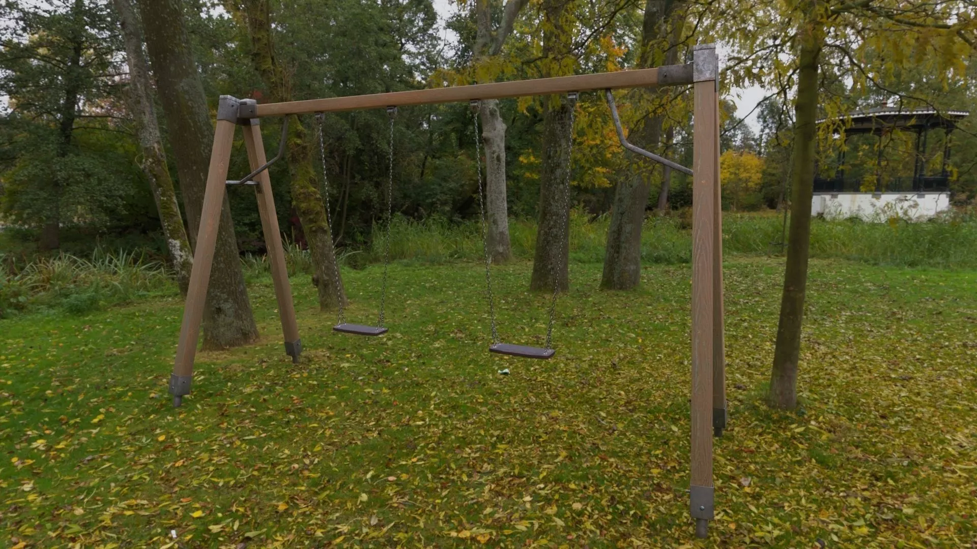3D low poly PBR playground chain swing Low-poly 3D model