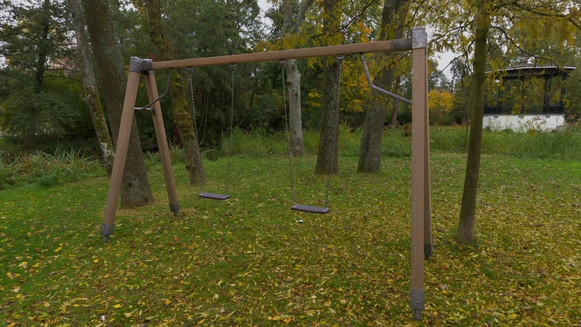 3D low poly PBR playground chain swing Low-poly 3D model_0