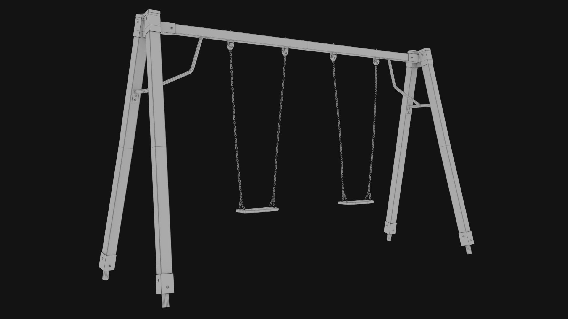 3D low poly PBR playground chain swing Low-poly 3D model_7