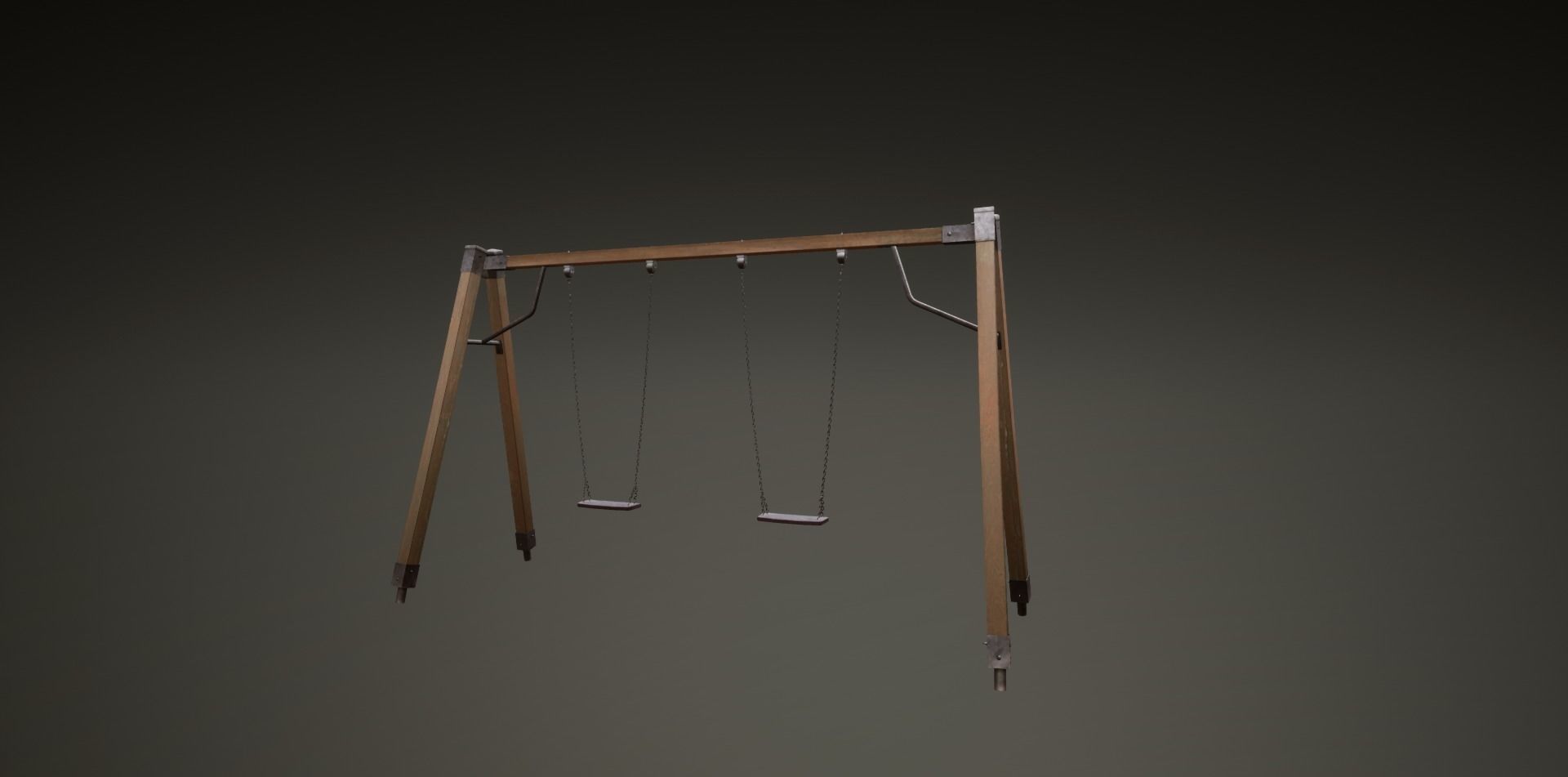 3D low poly PBR playground chain swing Low-poly 3D model_6