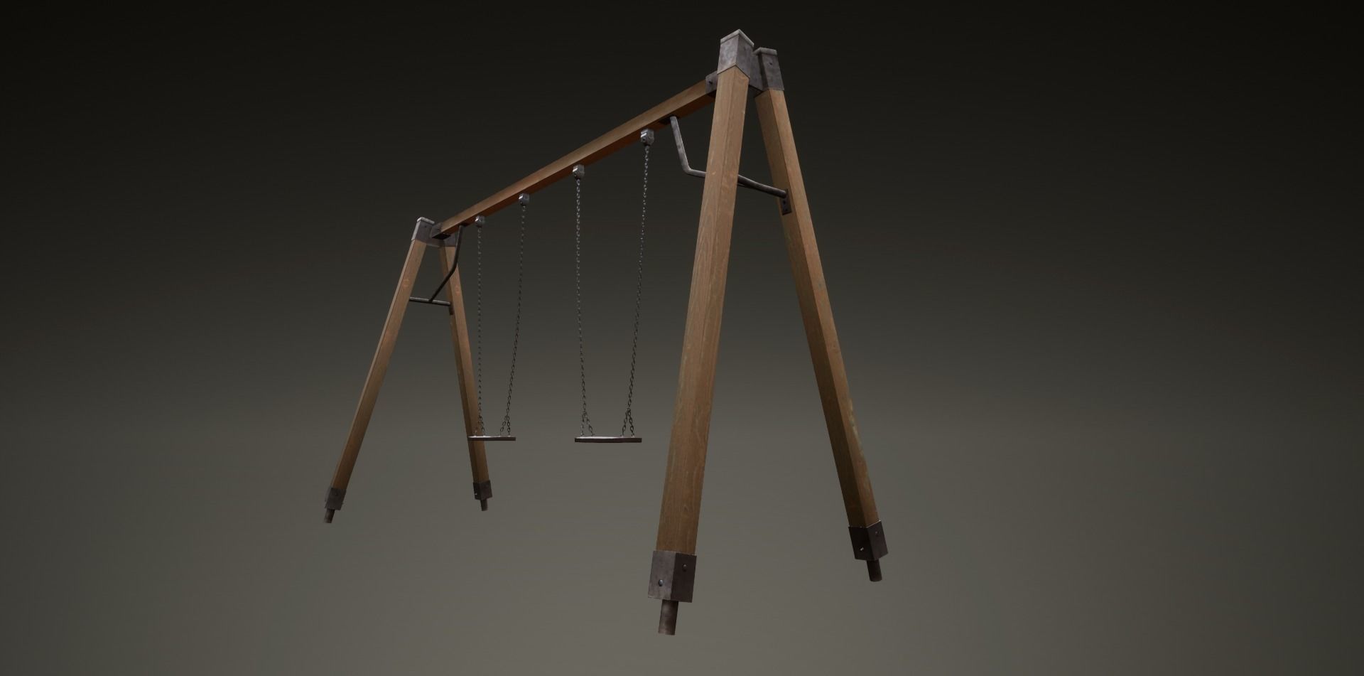 3D low poly PBR playground chain swing Low-poly 3D model_3