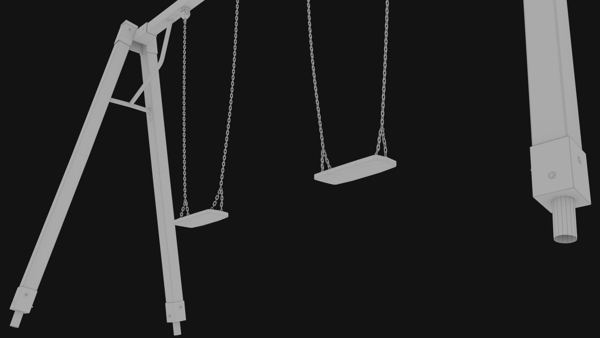 3D low poly PBR playground chain swing Low-poly 3D model_13