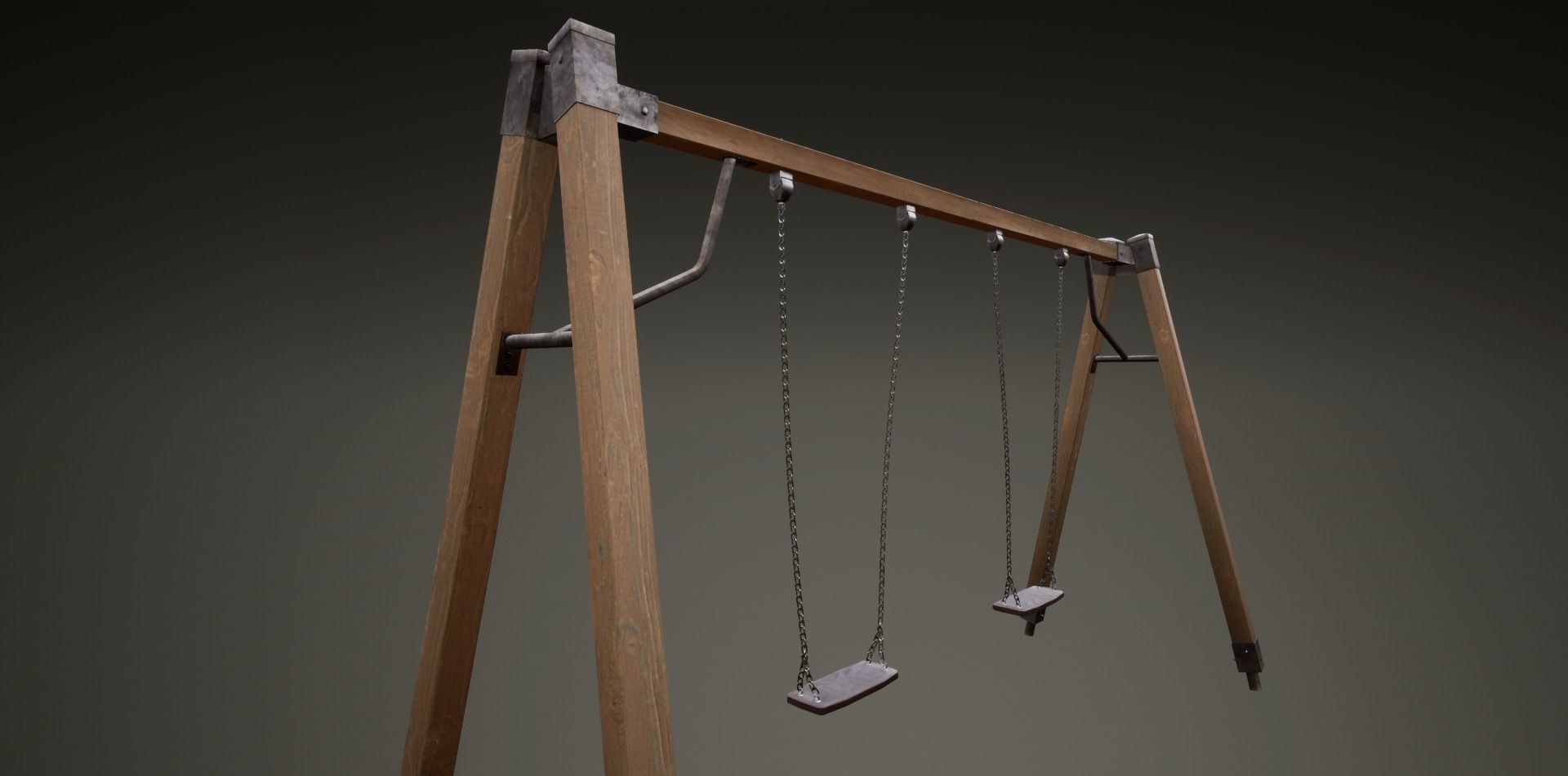 3D low poly PBR playground chain swing Low-poly 3D model_4