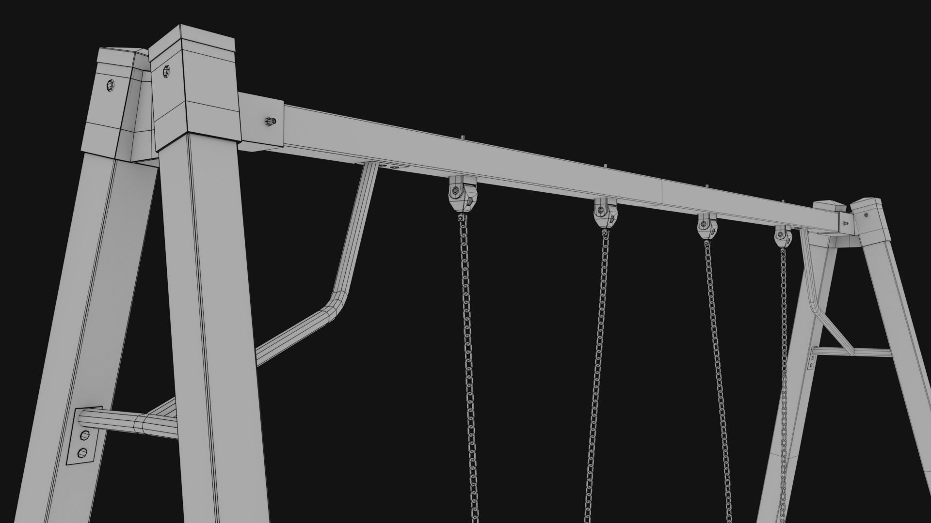 3D low poly PBR playground chain swing Low-poly 3D model_8