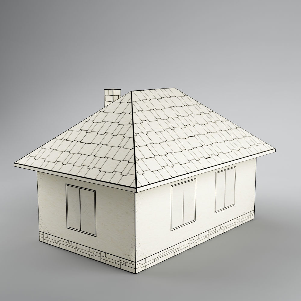 Paper house low poly Low-poly 3D model_3