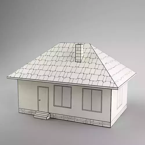Paper house low poly Low-poly 3D model