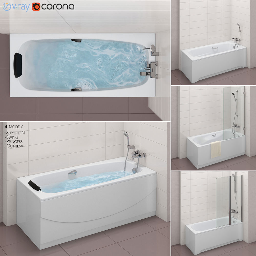 Set of baths Roca set 32 -Sureste N-Swing-Princess-Contesa 3D model_1