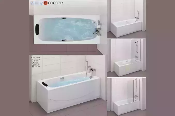 Set of baths Roca set 32 -Sureste N-Swing-Princess-Contesa 3D model