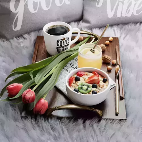 Breakfast in bed 3D model