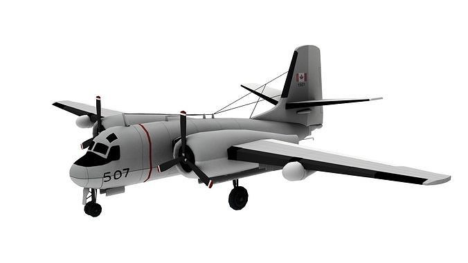 Lowpoly S-2 Tracker Airplane 3D Model Low-poly 3D model