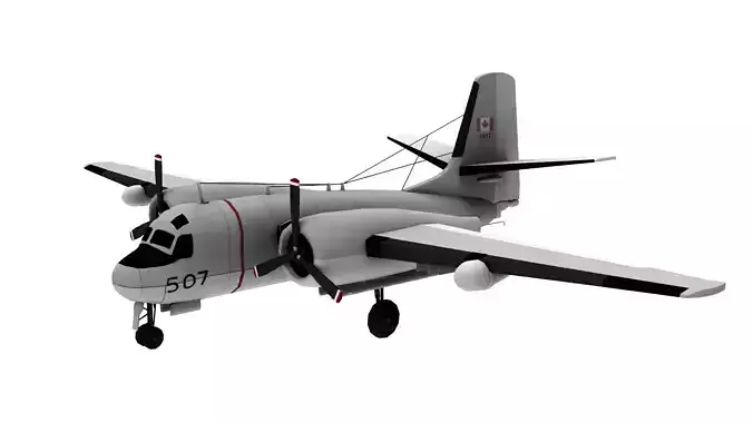 Lowpoly S-2 Tracker Airplane 3D Model