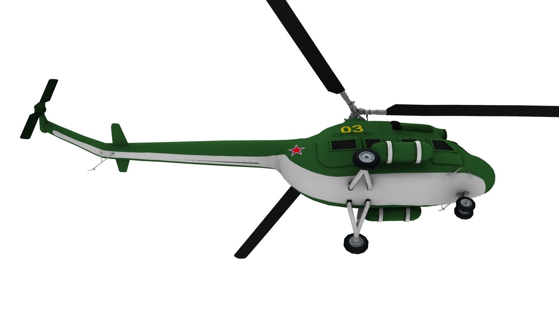 Lowpoly Mi-2 Hoplite Helicopter 3D Model Low-poly 3D model_3