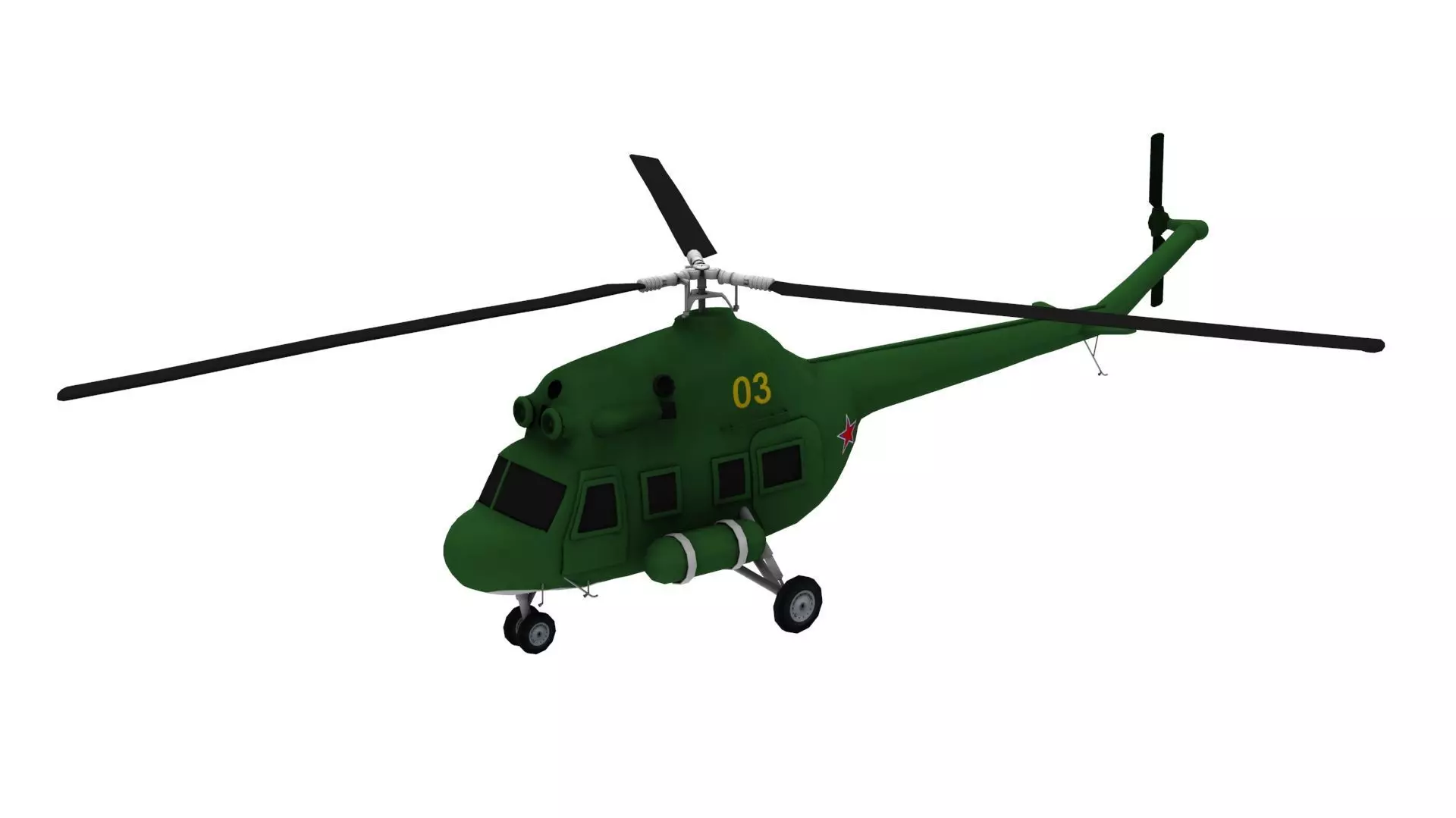 Lowpoly Mi-2 Hoplite Helicopter 3D Model Low-poly 3D model_0