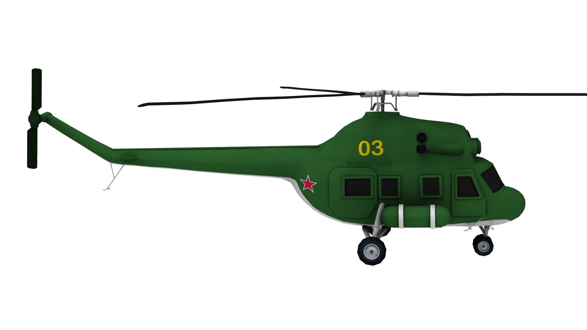 Lowpoly Mi-2 Hoplite Helicopter 3D Model Low-poly 3D model_2